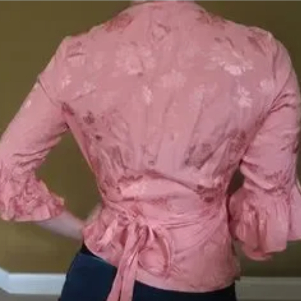 Express Pink Ruffled Tie Front Blouse